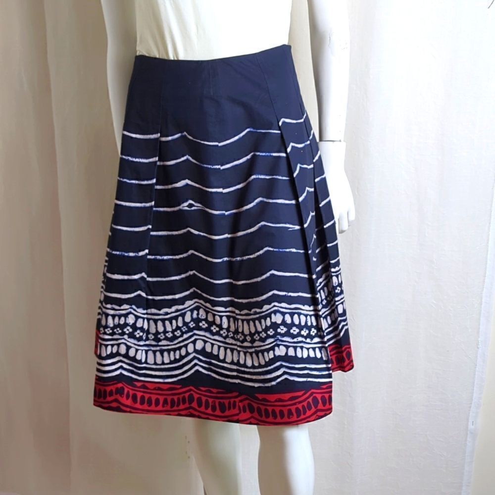 Talbot's Cotton Navy Border Print Skirt Size 8